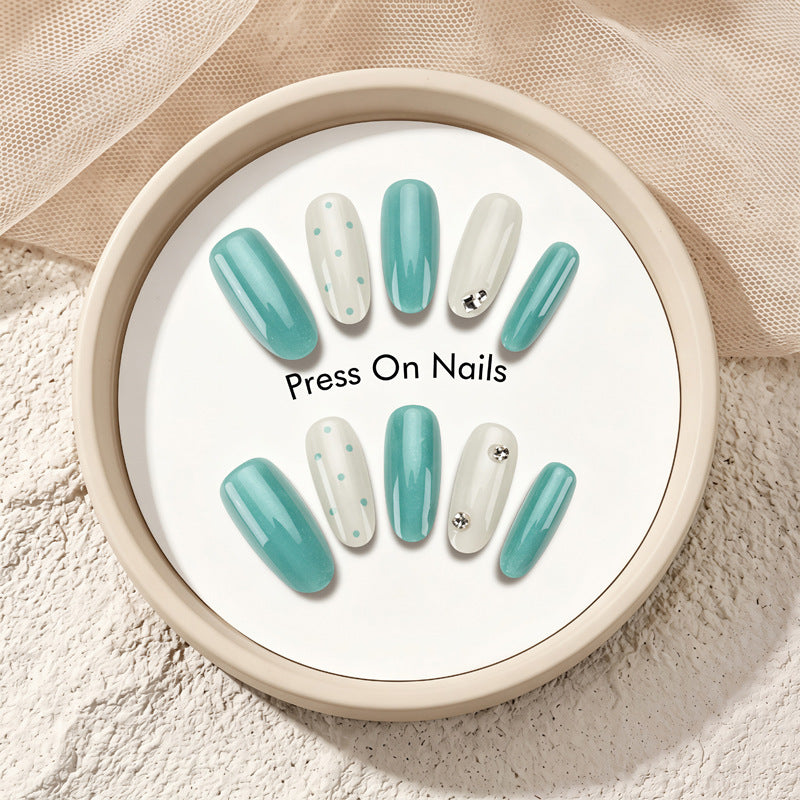 Decorative Press-On Nail Set with Crystal Accents Kalsten