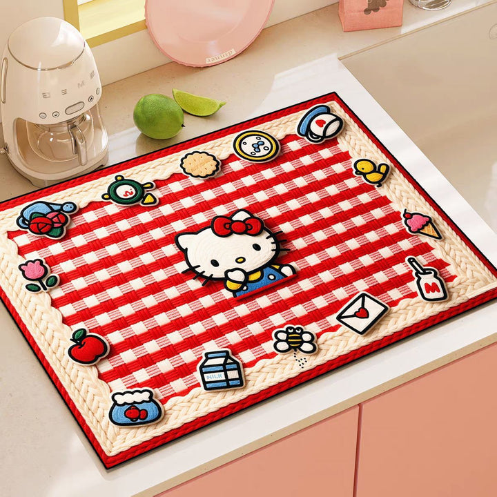 Playful Cartoon-Themed Kitchen Mat