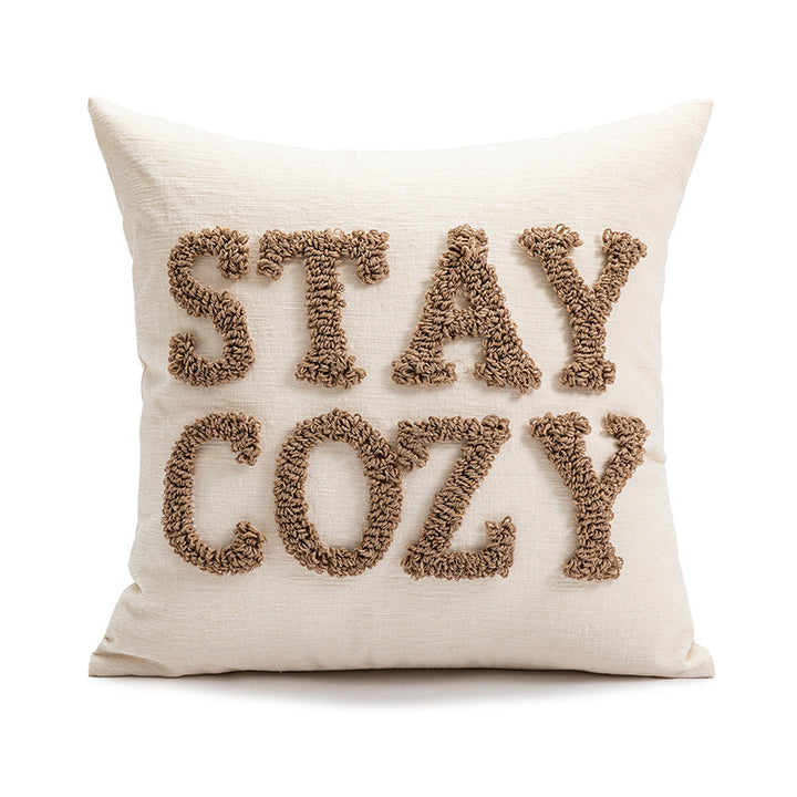 Square decorative cushion cover made of mottled bouclé weave with subtle piping Kalsten
