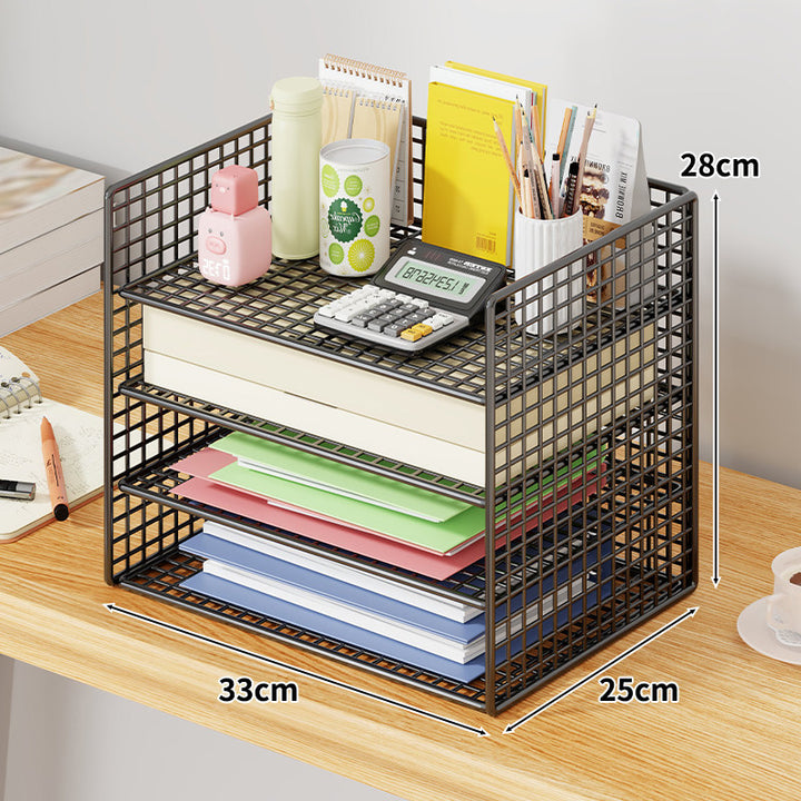 Mesh Two-Tier Desktop Document and Stationery Organizer