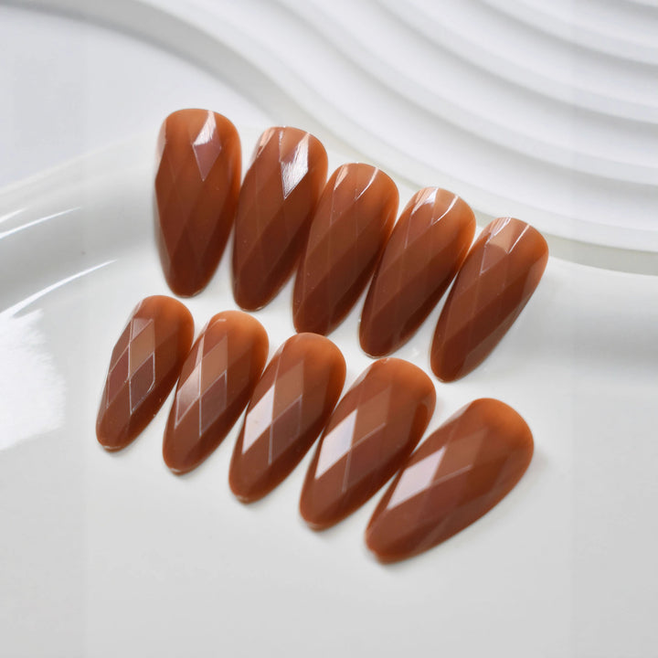 Premium Glossy Diamond-Shaped Press-On Nails Kalsten