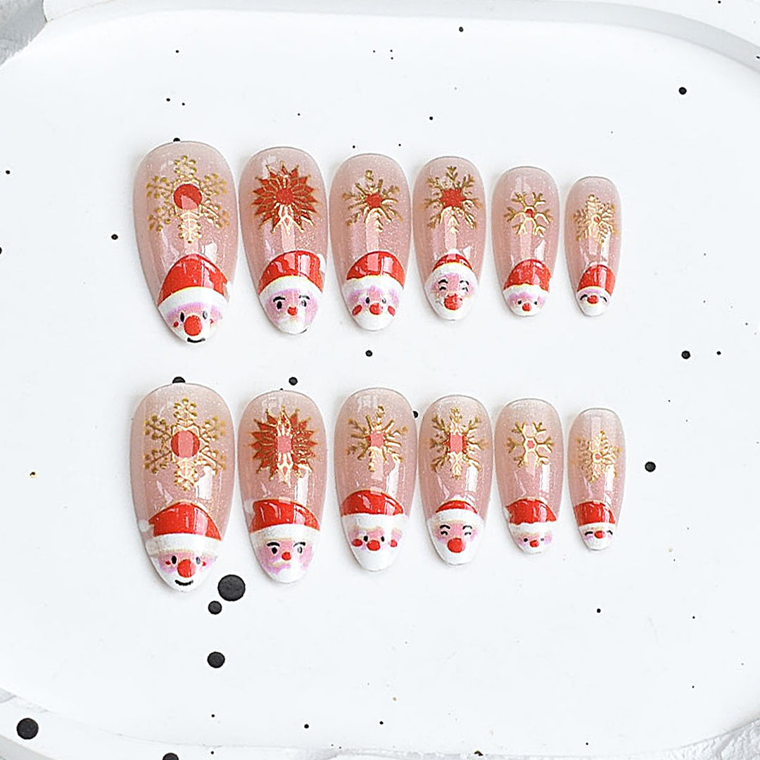 Artistic Press-On Nail Set with Cherry Blossom Design Kalsten