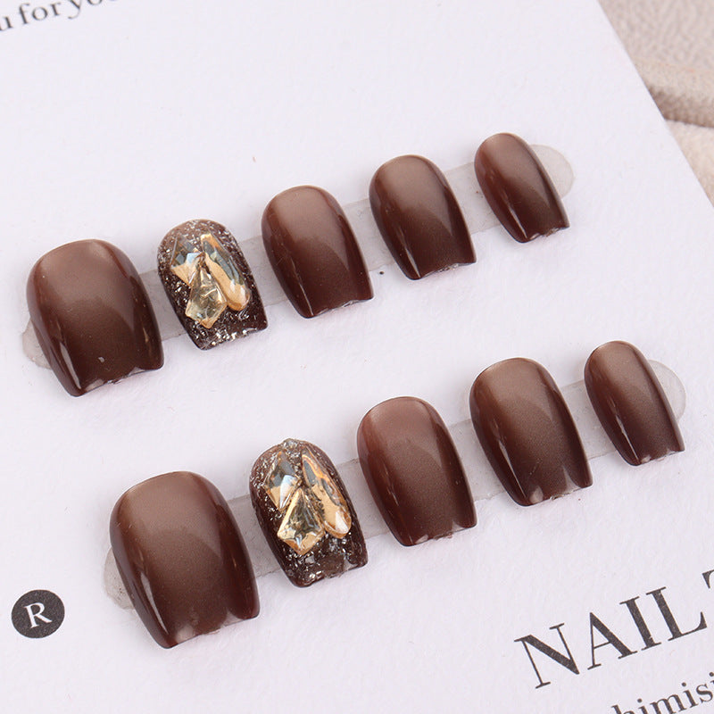 Premium Artistic Press-On Nail Set with Gem Accents Kalsten