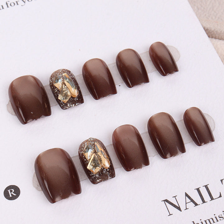 Premium Artistic Press-On Nail Set with Gem Accents Kalsten