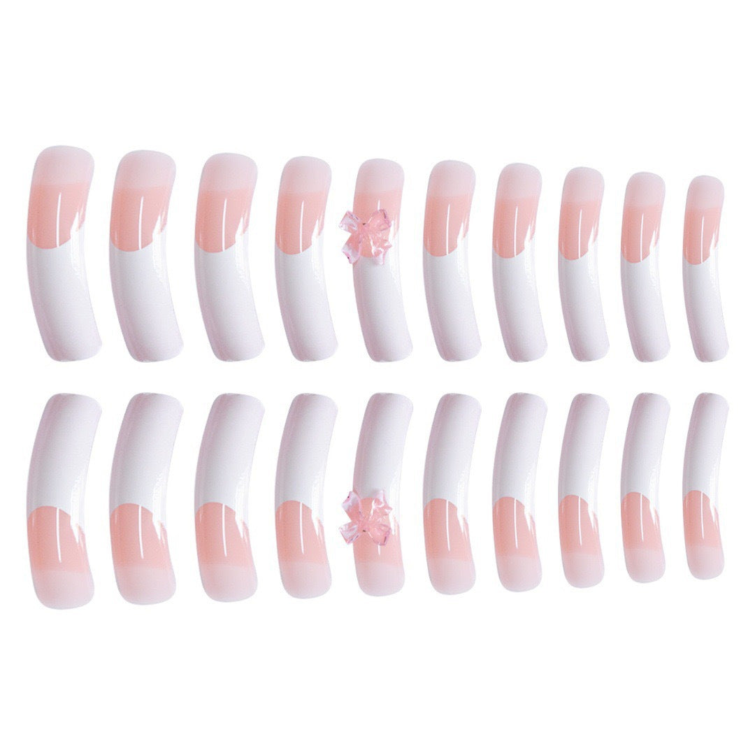 Elegant Bow-Embellished Acrylic Press-On Nails Kalsten