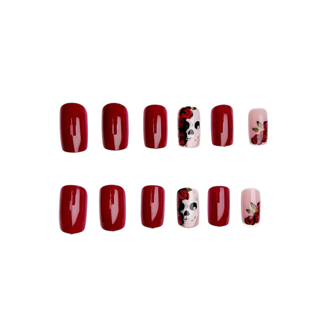 Artificial nails with skull and rose design Kalsten