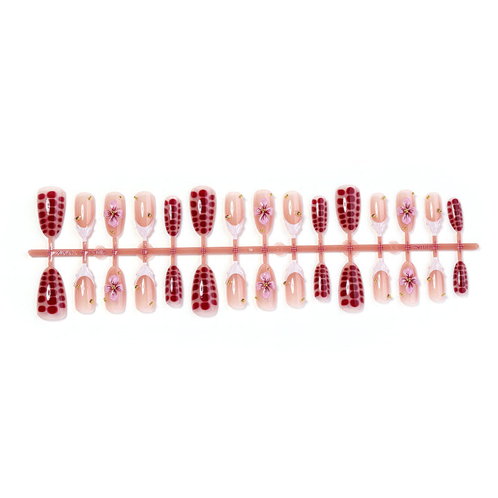 Artistic Press-On Nail Set with Floral and Leopard Designs kalsten