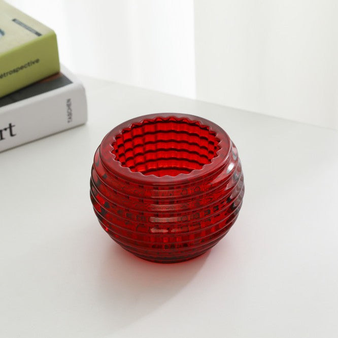 Round Ribbed Glass Votive Candle Holder for Tealights Kalsten
