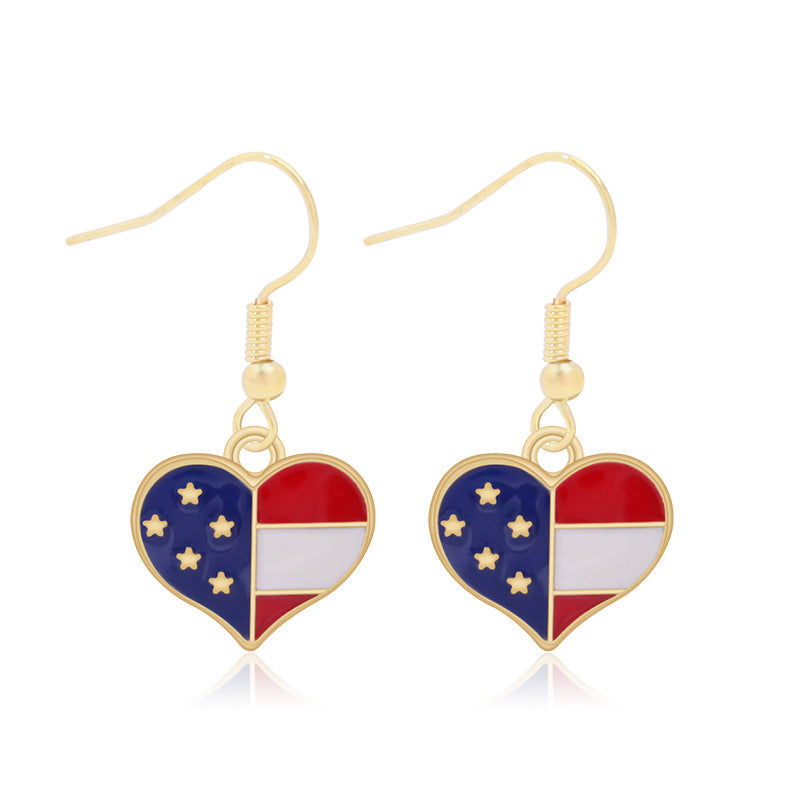 Women's star-shaped enamel earrings with USA flag motif and gold-plated fish Kalsten