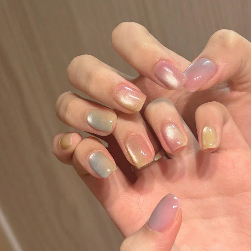Elegant Gel Press-On Nails with Rhinestone and Glitter Accents Kalsten
