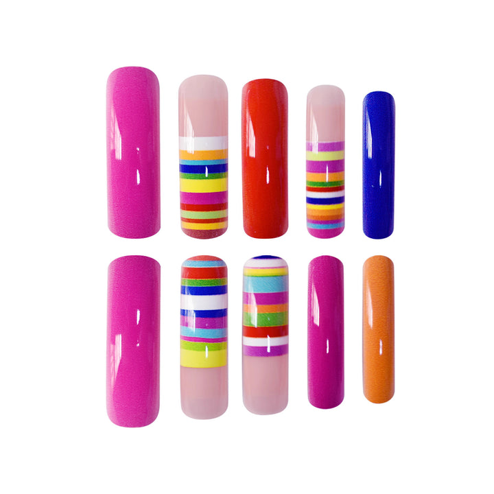Colorful Artistic Press-On Nail Set Kalsten