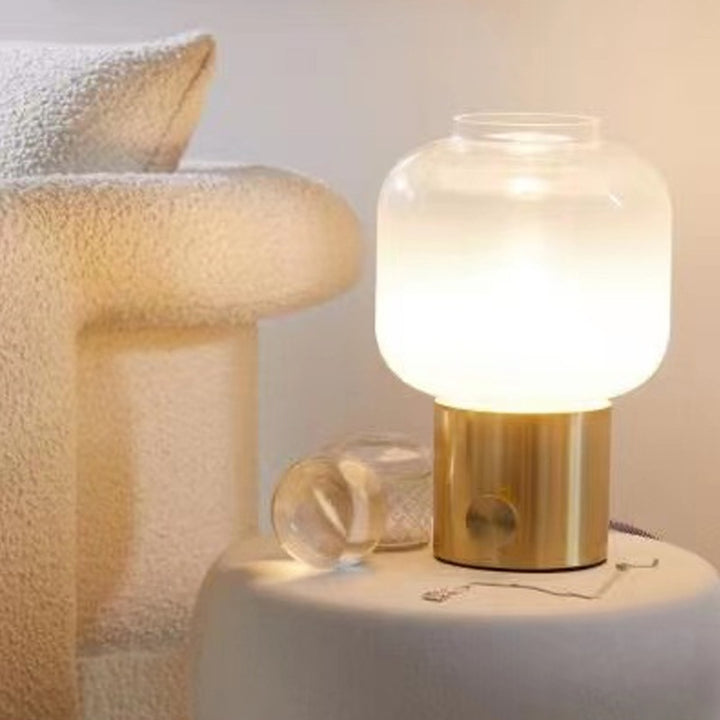 Modern Glass Table Lamp with Brass Base