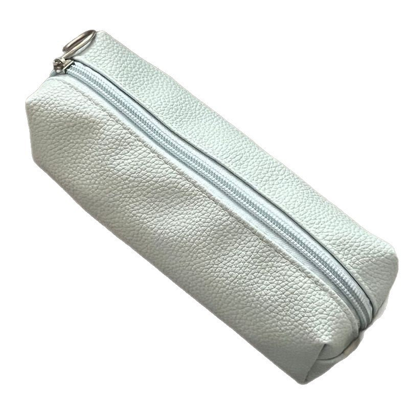 Textured Leather Zippered Pencil Case