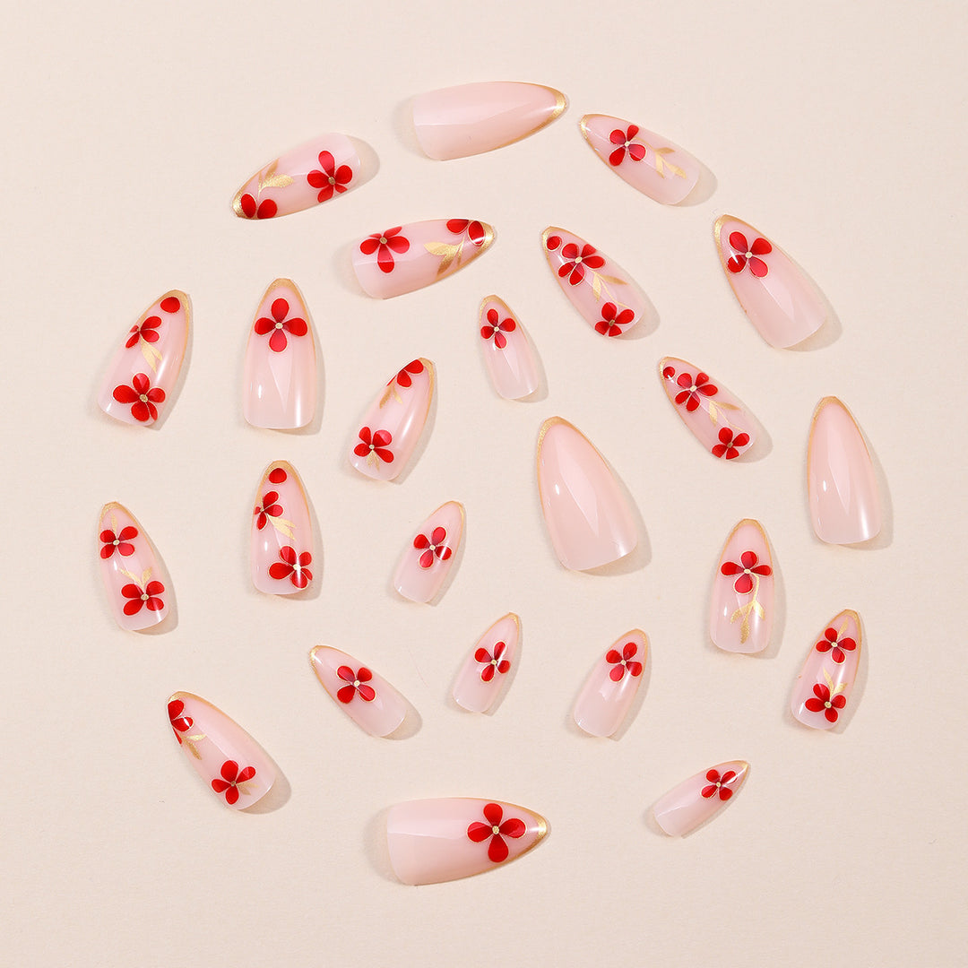 Elegant Floral Accent Stiletto Nail Art Extensions Kalsten 1789713324