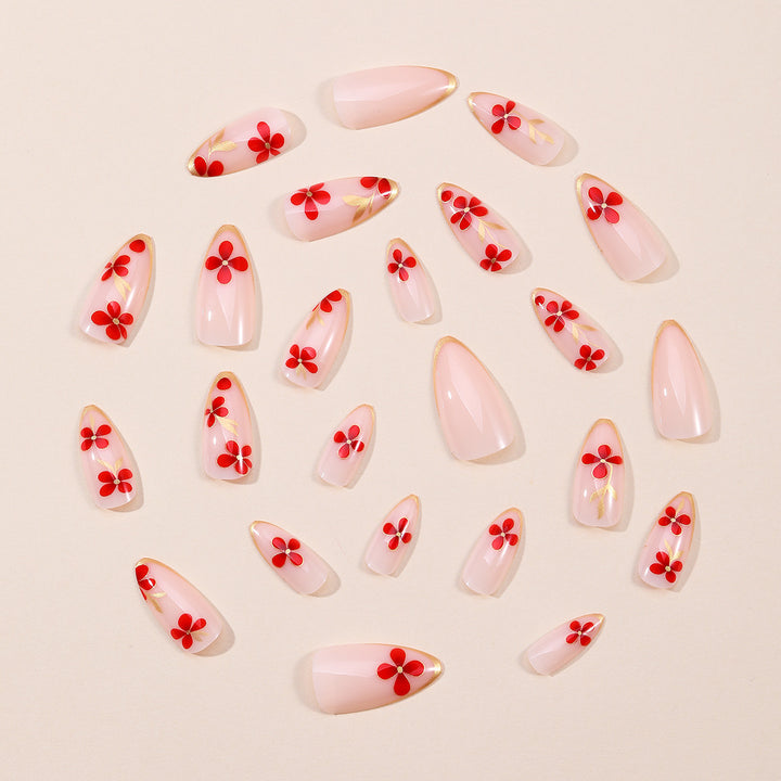 Elegant Floral Accent Stiletto Nail Art Extensions Kalsten 1789713324