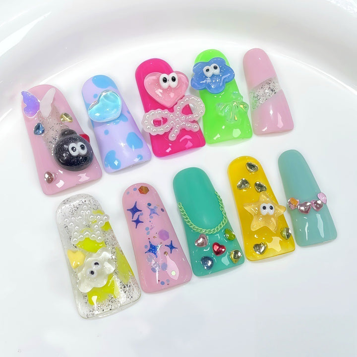 Creative press-on nails with playful 3D designs Kalsten