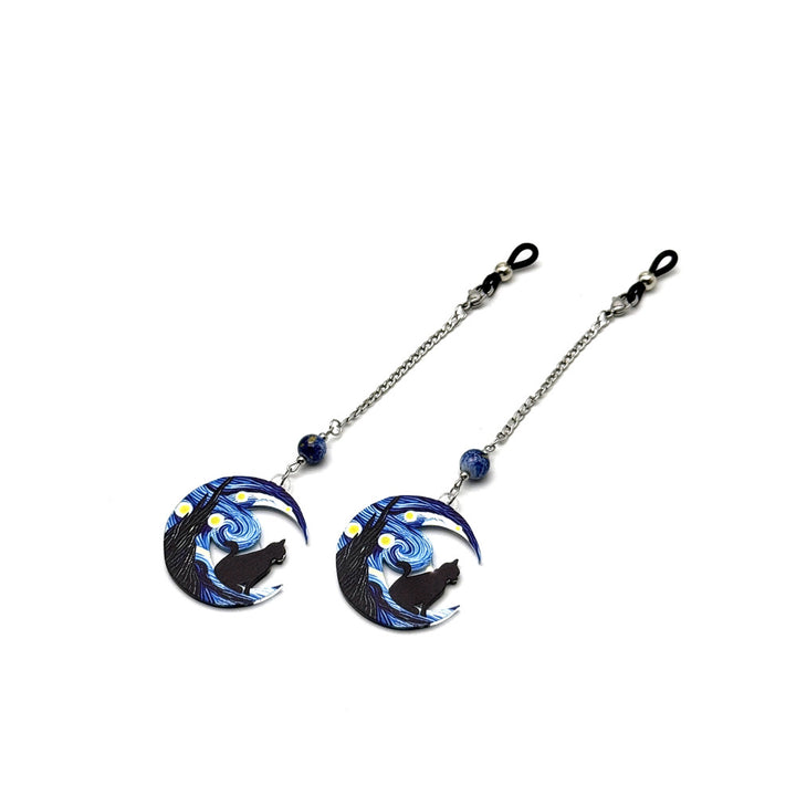 Artistic Cat and Moon Dangle Eyewear Chain Kalsten