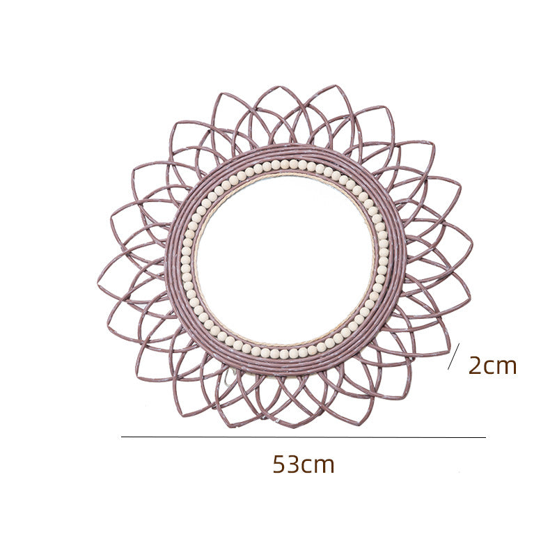 Decorative wall mirror with rattan frame Kalsten