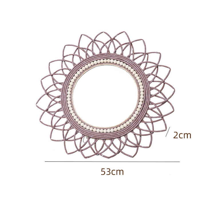 Decorative wall mirror with rattan frame Kalsten