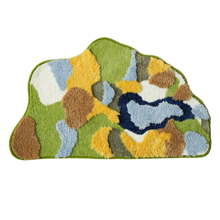High-pile bathroom rug in organic shape with abstract textured pile Kalsten