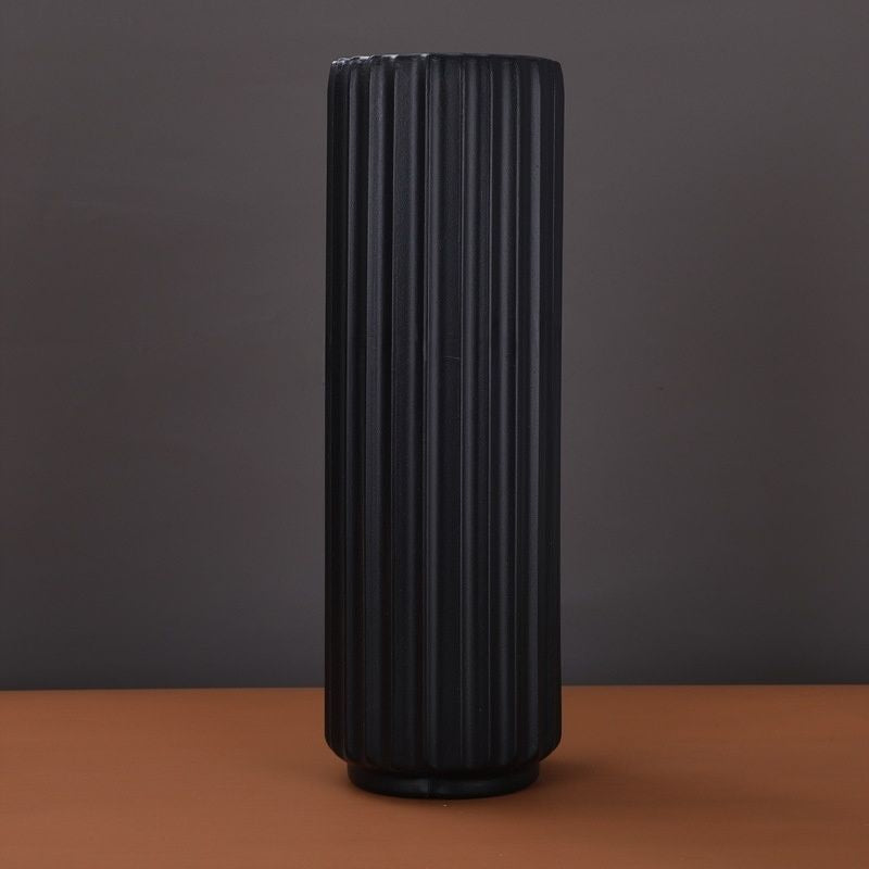 Tall Vertical Ribbed Decorative Vase Kalsten
