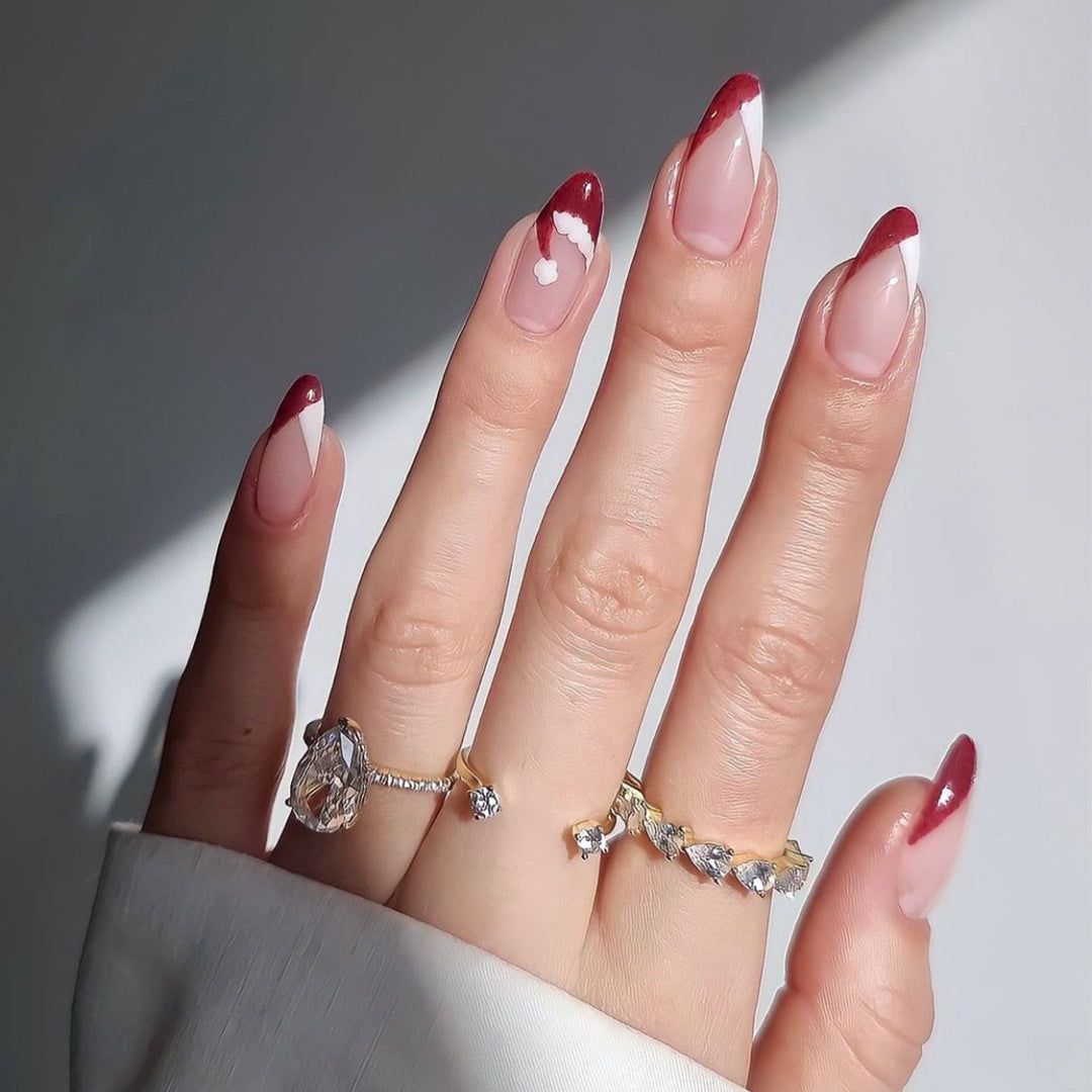Acrylic nail set with stylish French tip design and elegant color gradients Kalsten