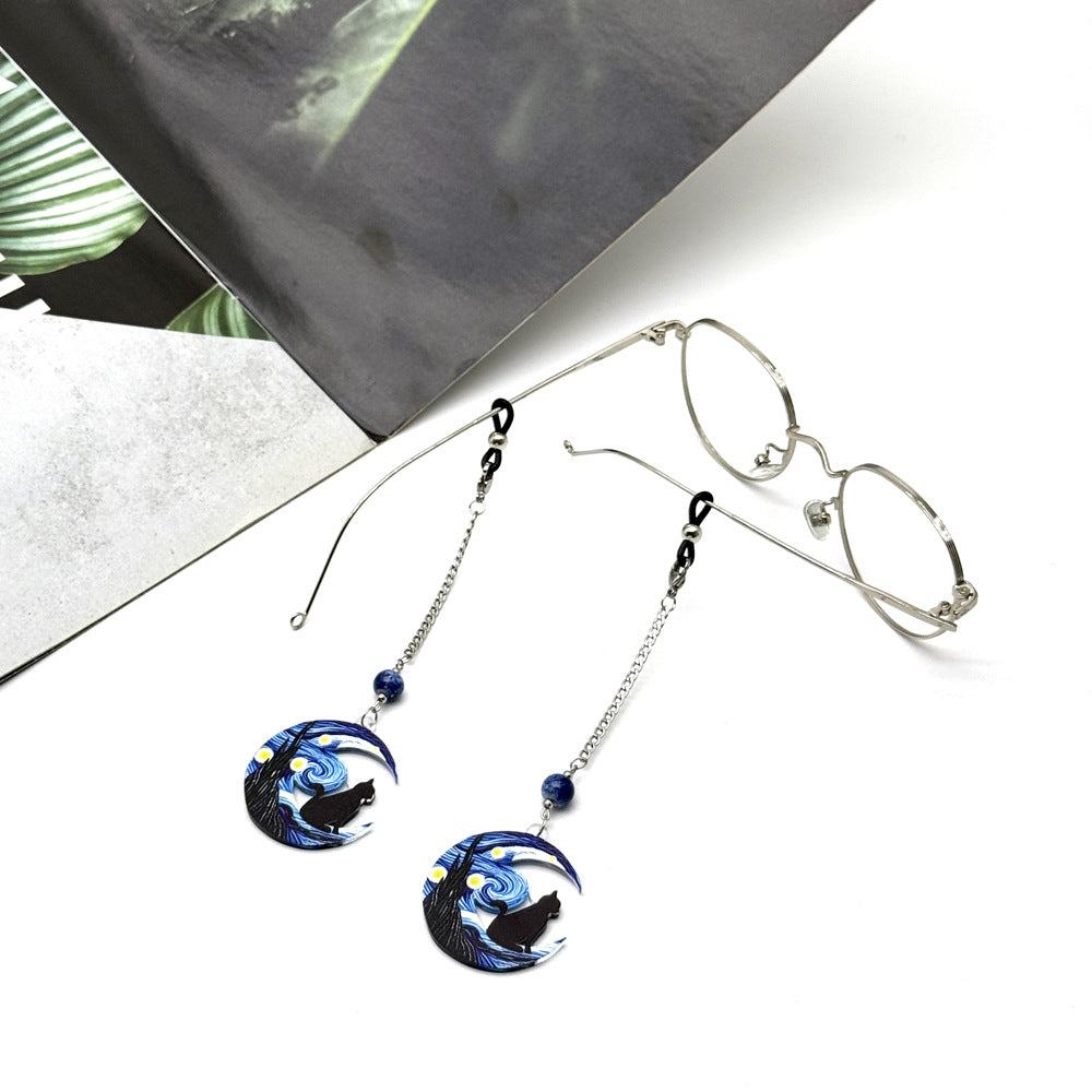 Artistic Cat and Moon Dangle Eyewear Chain Kalsten