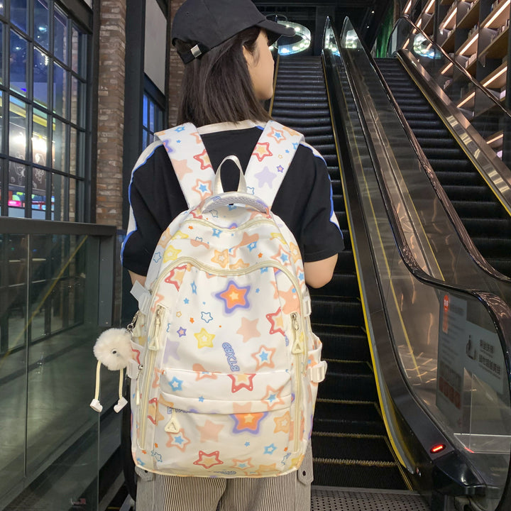 Backpack with Colorful Star Motif and Multifunctional Compartments Kalsten