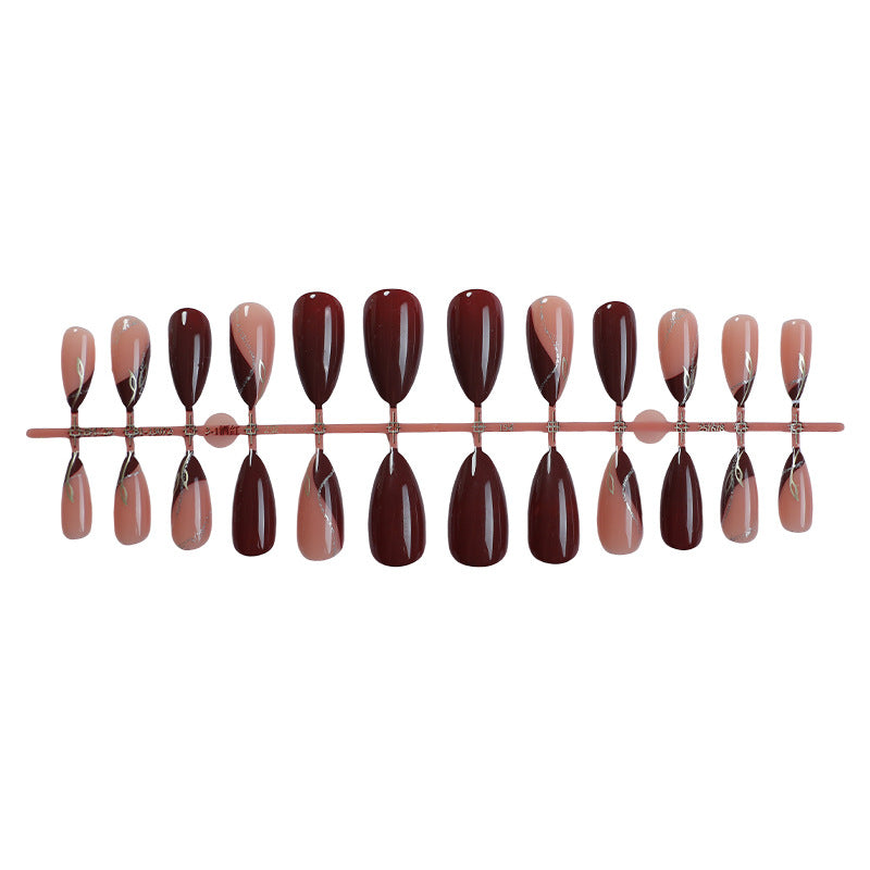 Elegant Press-On Nail Set with Unique Marble and Gradient Patterns Kalsten