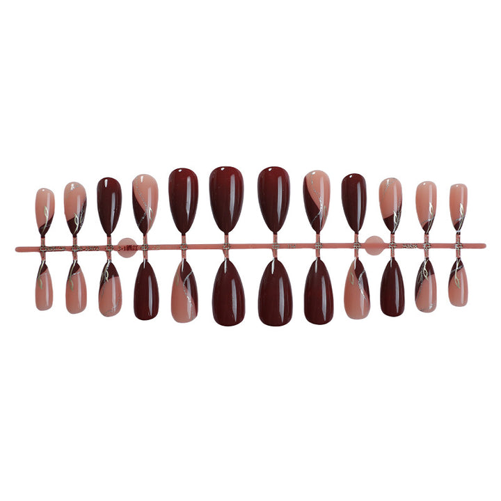 Elegant Press-On Nail Set with Unique Marble and Gradient Patterns Kalsten
