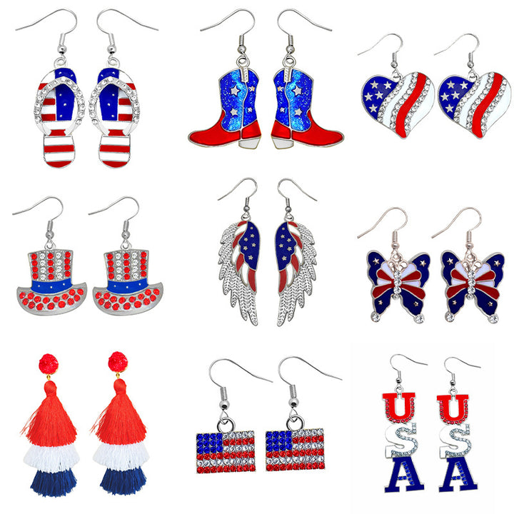 Women's earrings in flip-flop design with crystal embellishment and enamel flag motif Kalsten