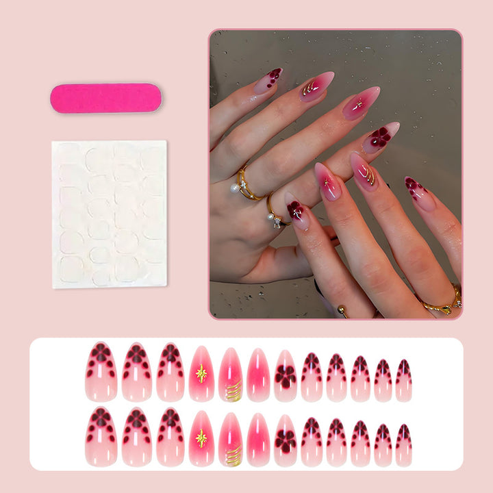 Artificial nails with elegant flower and glitter patterns Kalsten