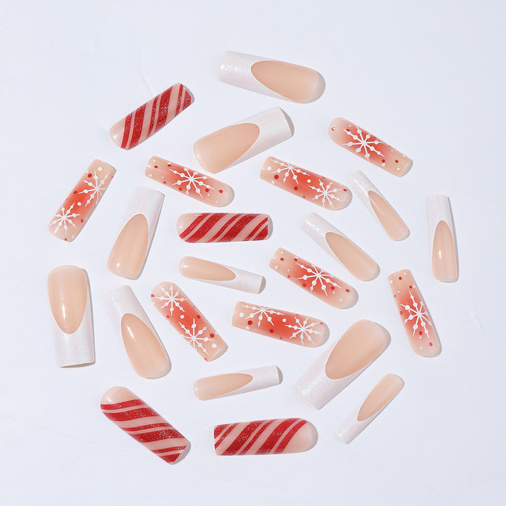 Acrylic nail set with festive candy cane and glitter accents Kalsten