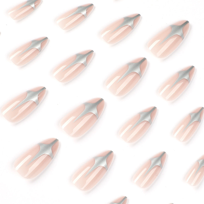 Artful Stiletto Nails with Silver Accents Kalsten