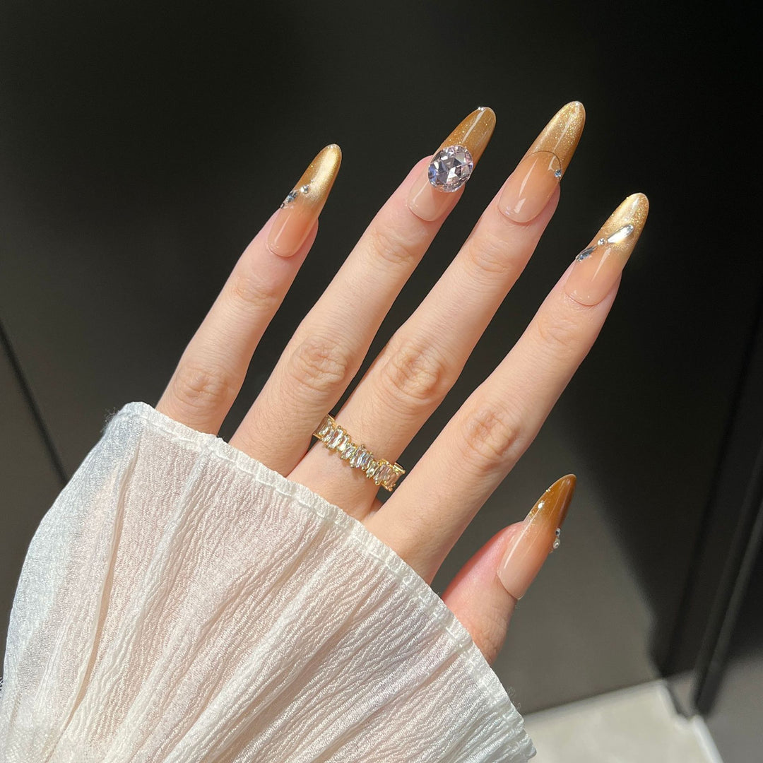 Glamorous Crystal-Studded Stiletto Press-On Nails Kalsten
