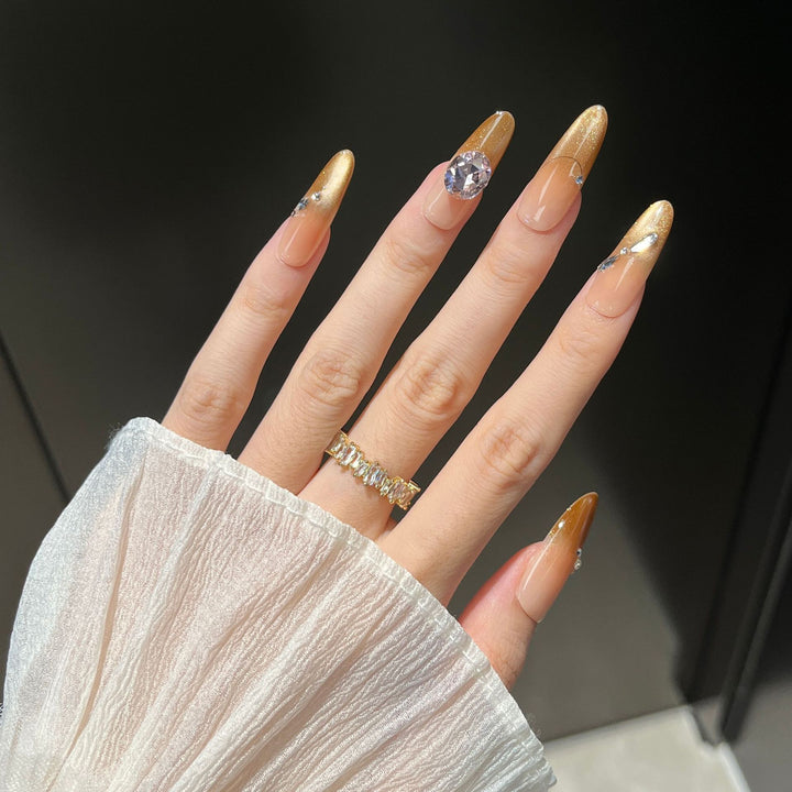 Glamorous Crystal-Studded Stiletto Press-On Nails Kalsten