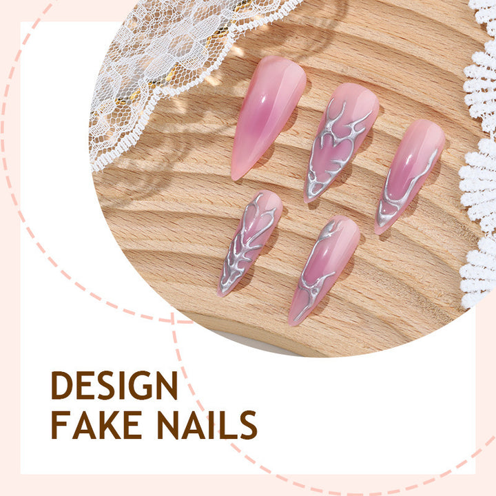 Creative Nail Art Set with Elegant Gradient and Marbled Details Kalsten