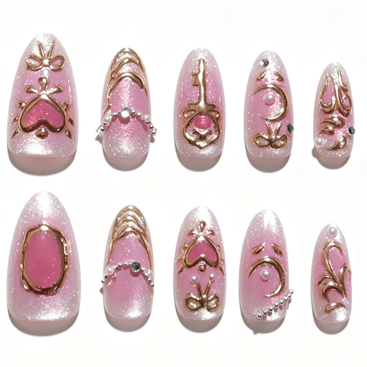 Decorative Press-On Nail Set with Floral Accents Kalsten
