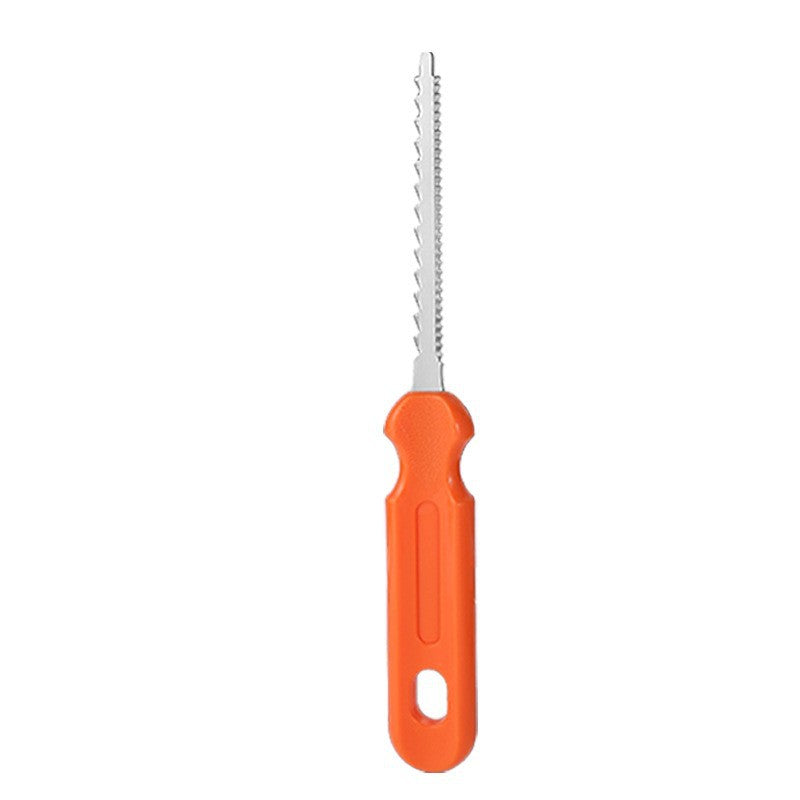 Fruit and melon baller with ergonomic plastic handle and stainless steel cutting blade