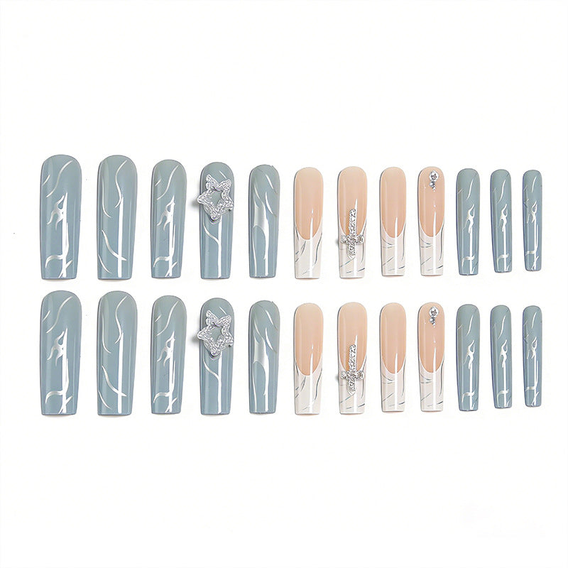 Artificial nails with luxurious marble design and radiant embellishments Kalsten