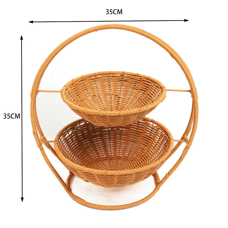 Rustic Two-Tiered Woven Fruit Stand Kalsten