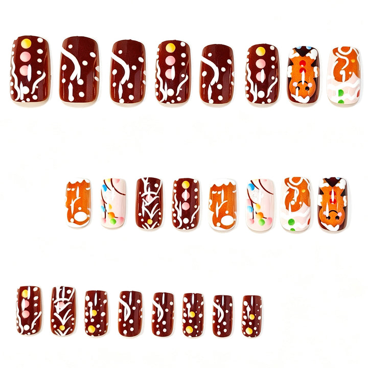 Festive Gingerbread-Themed Press-On Nail Art Kalsten
