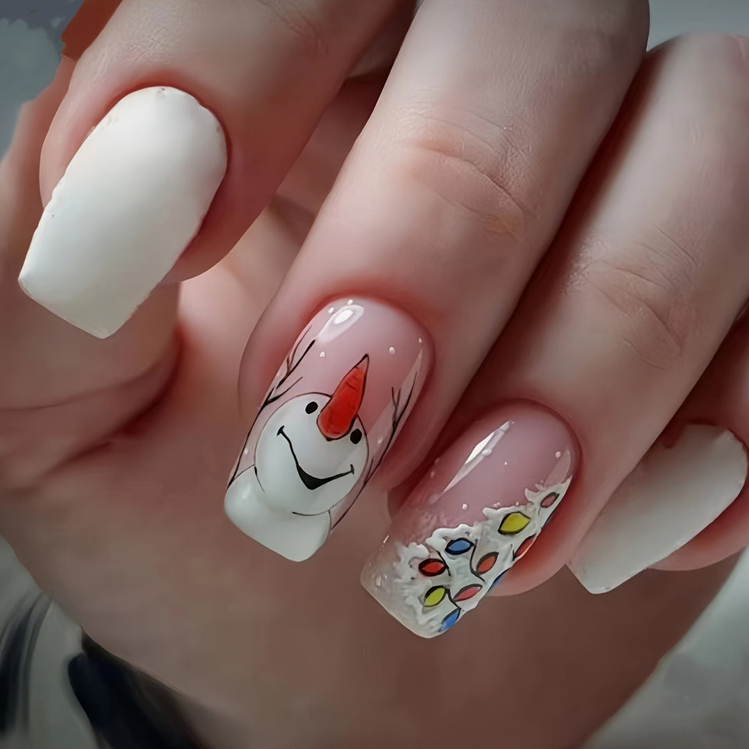 Artificial nails with Playful Festive Snowman Design Kalsten