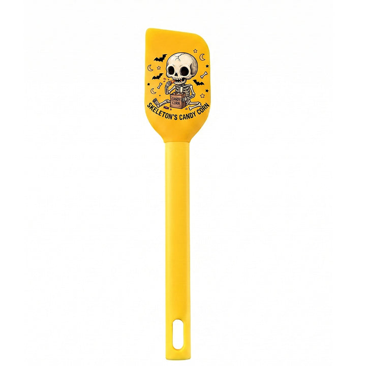 Silicone kitchen spatula with flexible scraper and child-friendly witch motif