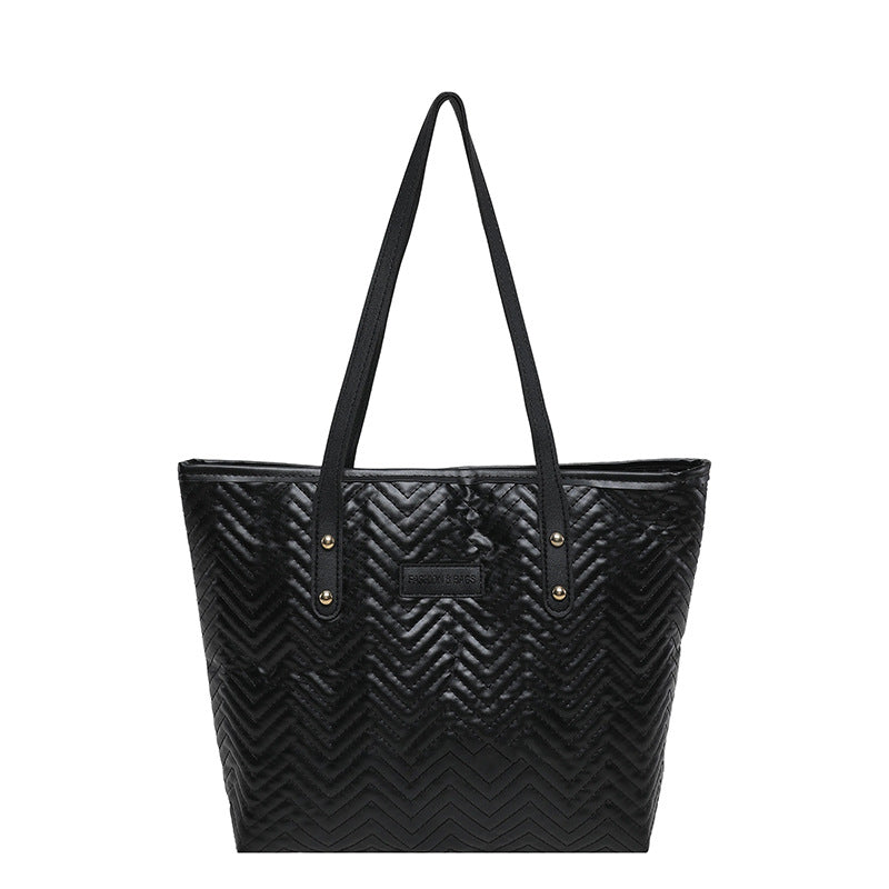 Textured Herringbone Pattern Tote Bag