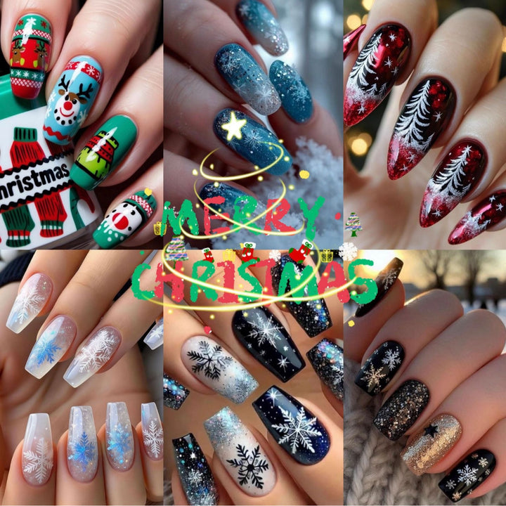 Festive artificial nails in Christmas design Kalsten