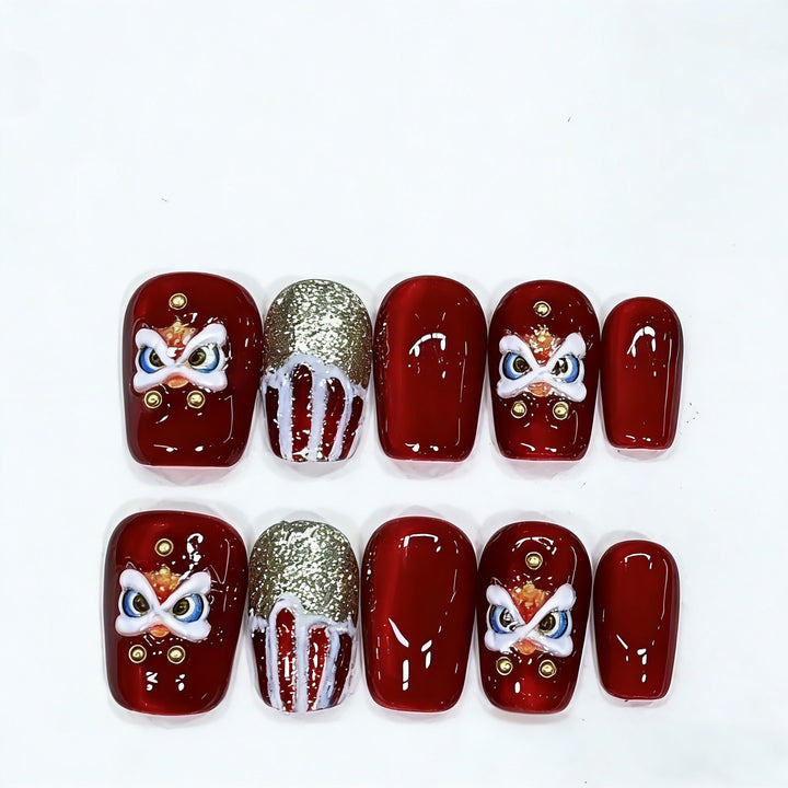 Artistic Press-On Nail Set with Detailed Themed Designs Kalsten