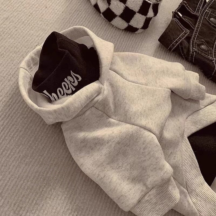 Small Dog Hooded Cotton Fleece Pullover with Collegiate PARIS Print