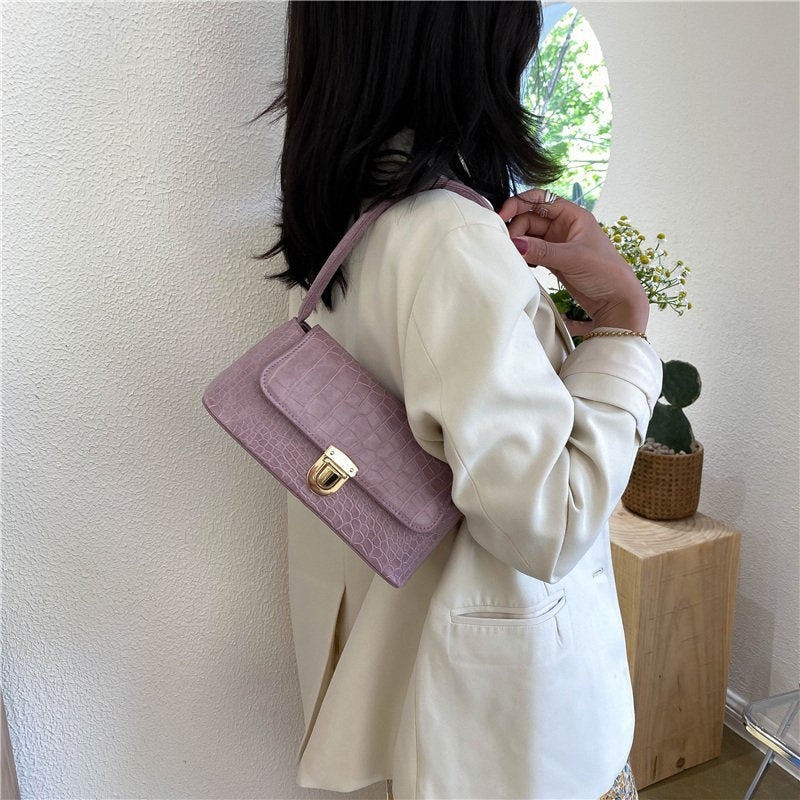 Textured Crocodile-Style Shoulder Bag