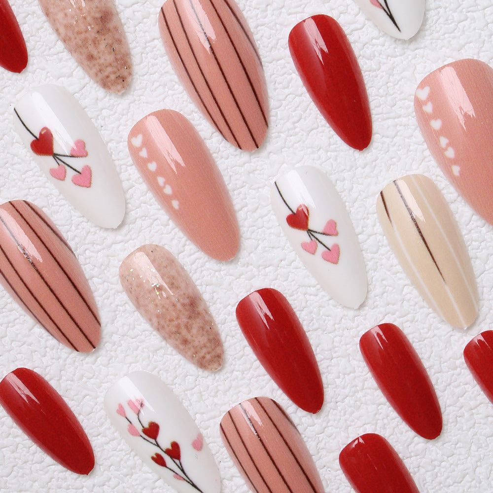 Artistic Heart-Designed Press-On Nails Kalsten
